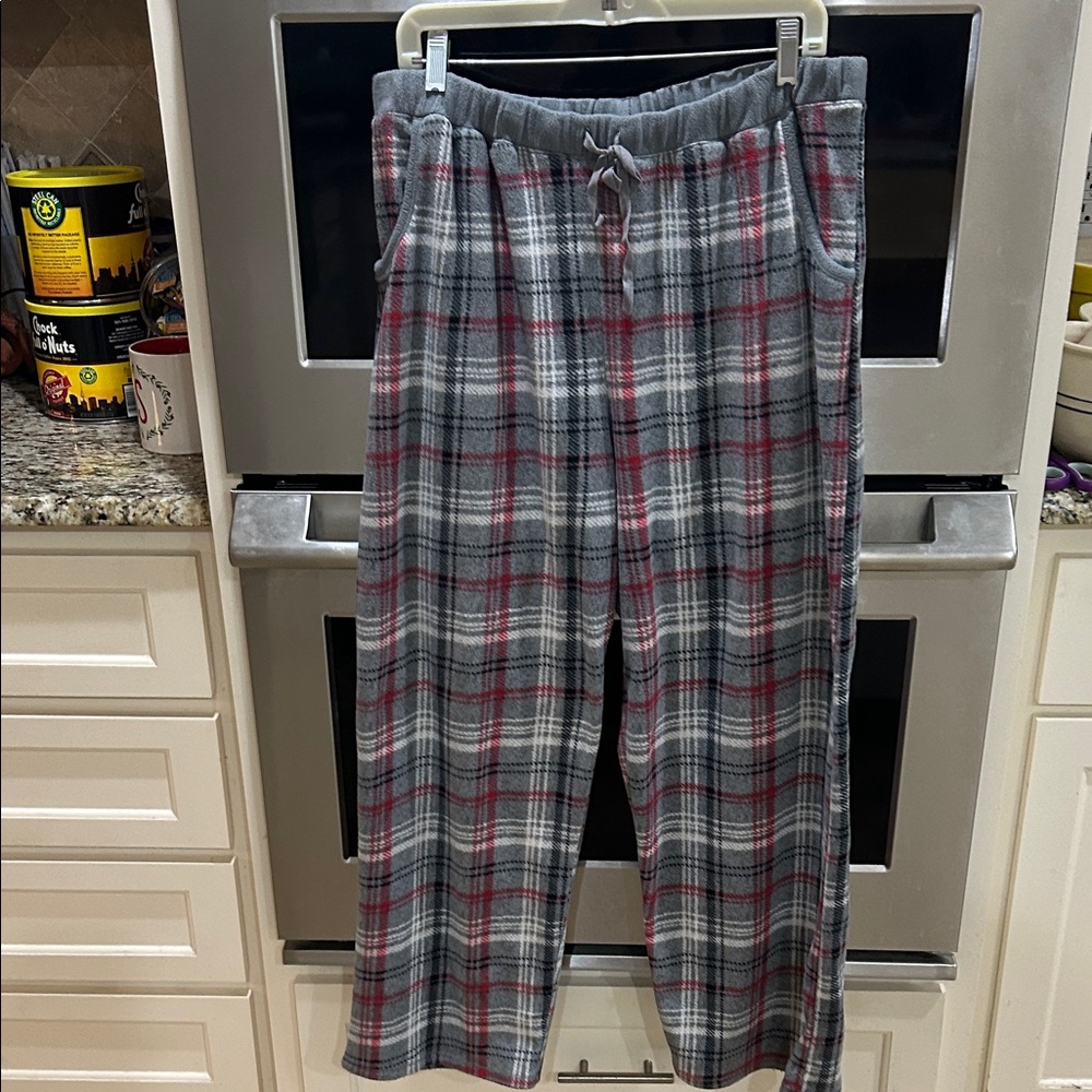 Plaid Men's Joggers in Gray and Red